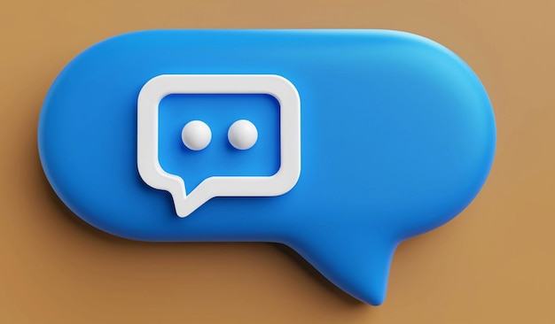 3d chat message blue speech bubble icon with bell notification alert notice reminder symbol