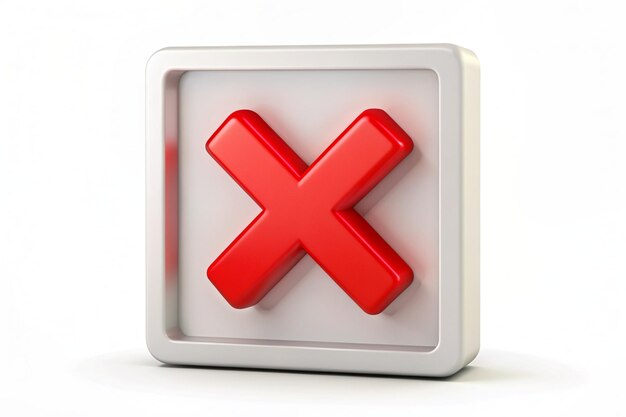 3d check wrong icon isolated on white background negative check list button choice for false correct tick problem warning security warning icon vector with shadow 3d rendering illustration