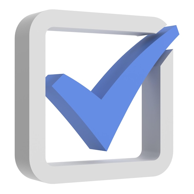 3D checkbox Check mark 3D illustration