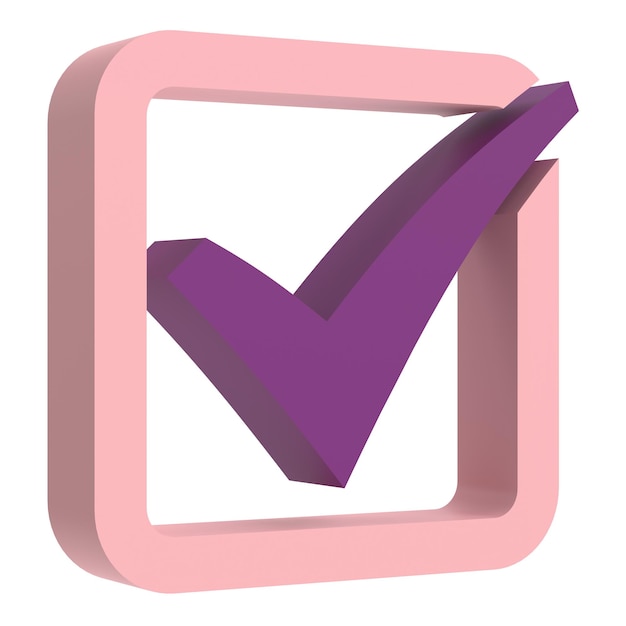 3D checkbox Check mark 3D illustration