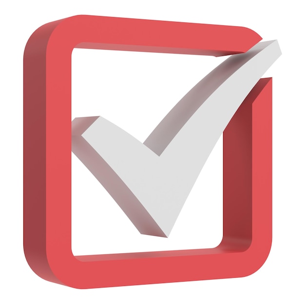 3D checkbox Check mark 3D illustration