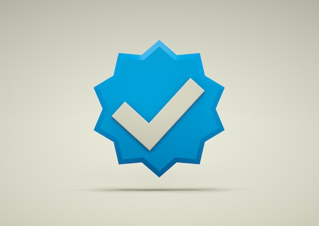 Photo 3d checked symbol verified account icon