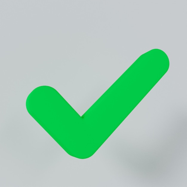 3D Checkmark icon. Green check mark ok sign on white background. Checklist yes tick.