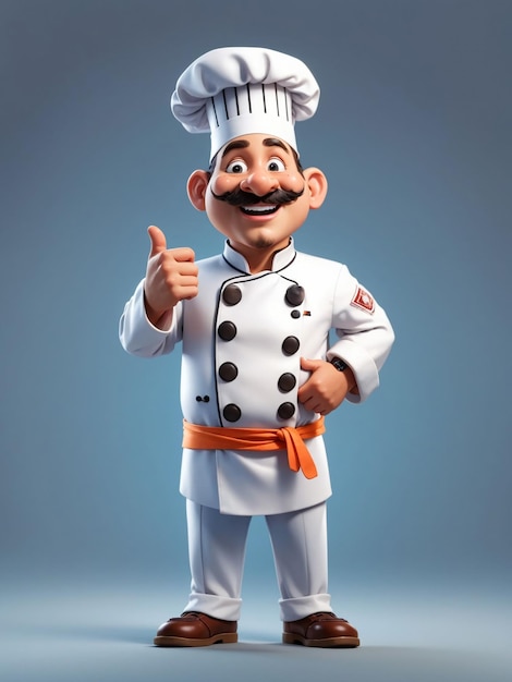 Photo 3d chef cartoon character in full length