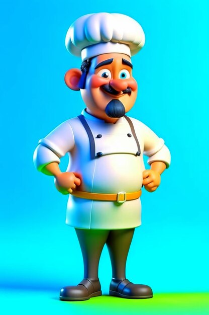 Foto personaggio di un ristorante di chef 3d in uniforme professionale