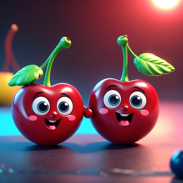 Photo 3d cherry cartoon character