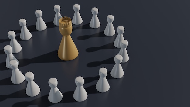 3d chess for business leader concept banner