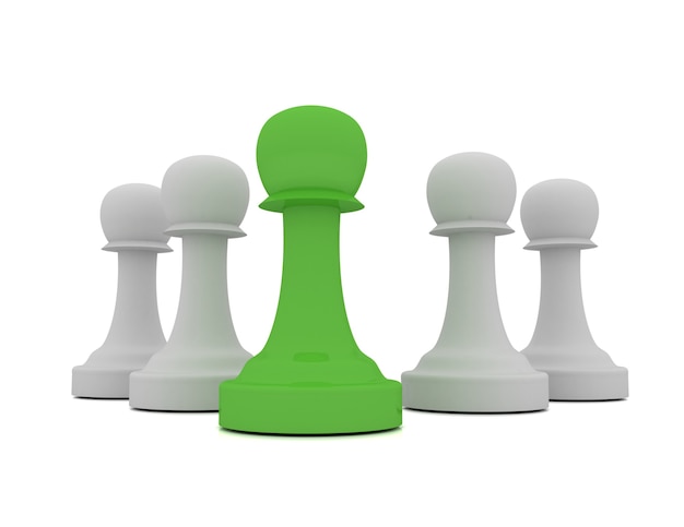 3d chess leader concept on white background