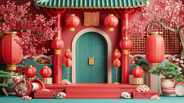 3d chinese new year background