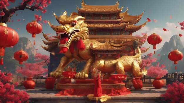 3d chinese new year background