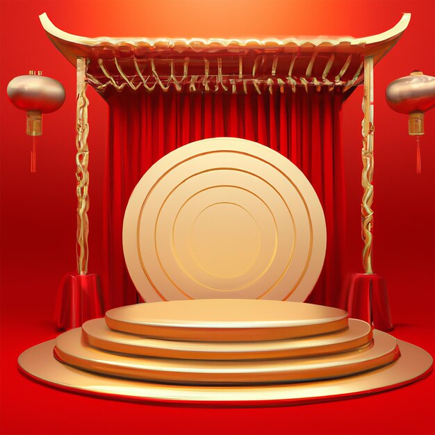 Photo 3d chinese new year podium for product display