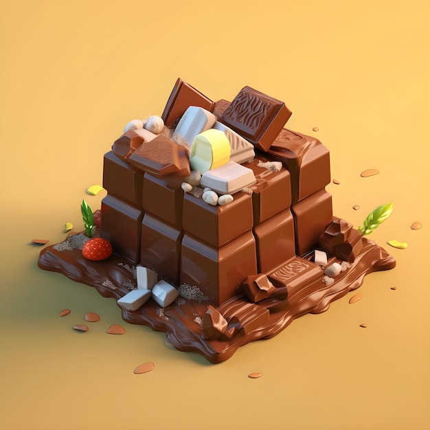 Foto 3d-chocolade lowpoly