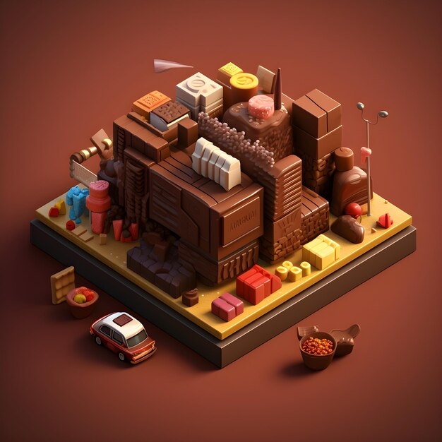 Foto 3d-chocolade lowpoly