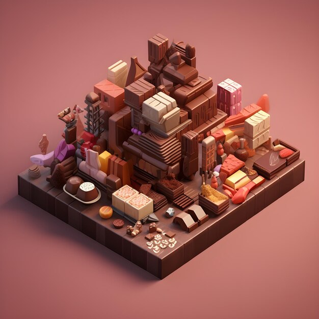 Foto 3d-chocolade lowpoly