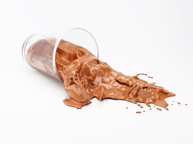 3D-chocolade melk spatten uit glas