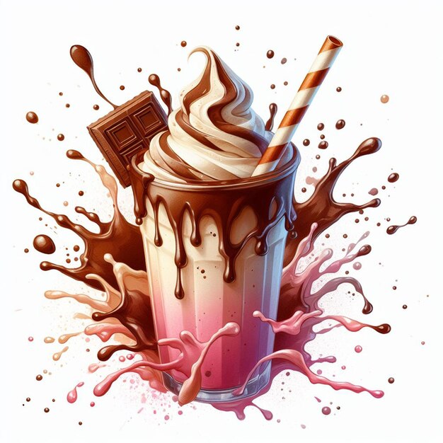 Foto 3d chocolade milkshake splash