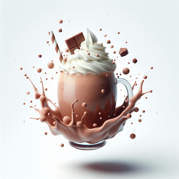 3d chocolate milkshake illustration