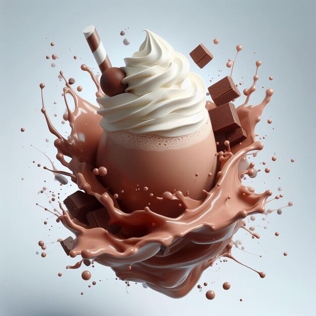 3d chocolate milkshake illustration