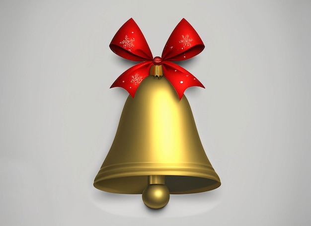 3d Christmas bell clipart on white background