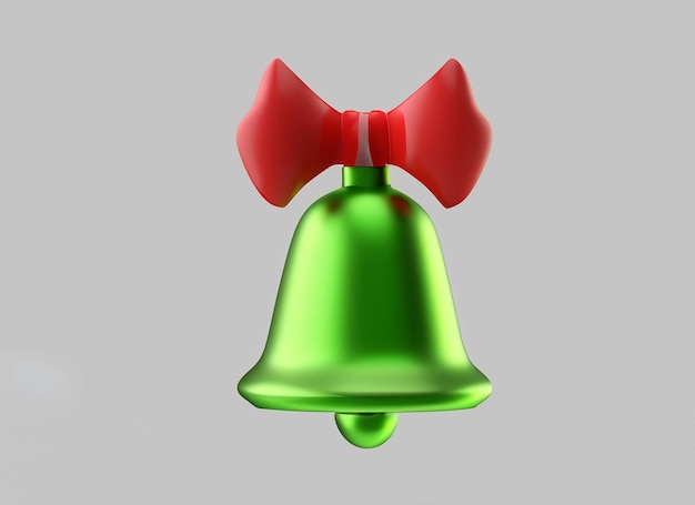 3d Christmas bell clipart on white background