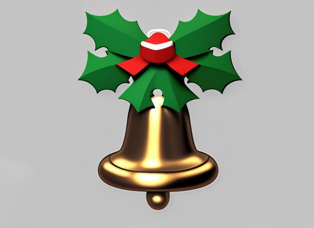 Photo 3d christmas bell clipart on white background