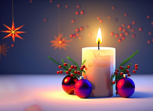 3d Christmas candle red