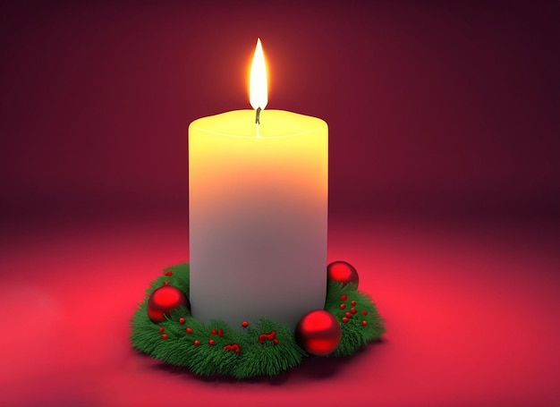 3d Christmas candle red