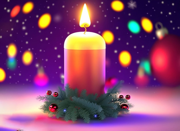 3d Christmas candle red