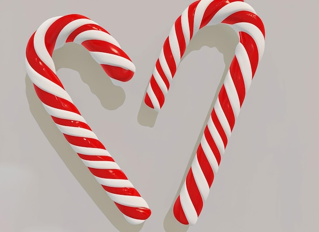 3d christmas candy cane and star