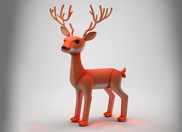 3d Christmas deer on a white background