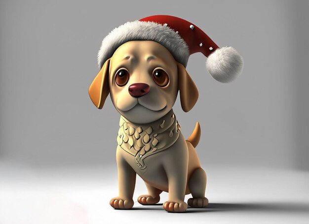 3d Christmas dog on white background Christmas Concept