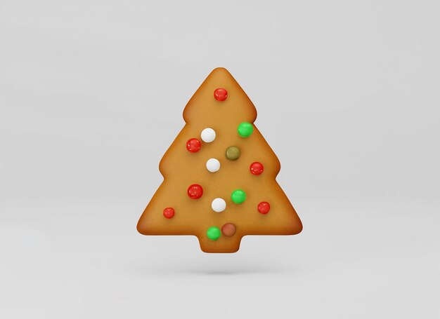 3d Christmas gingerbread on white background