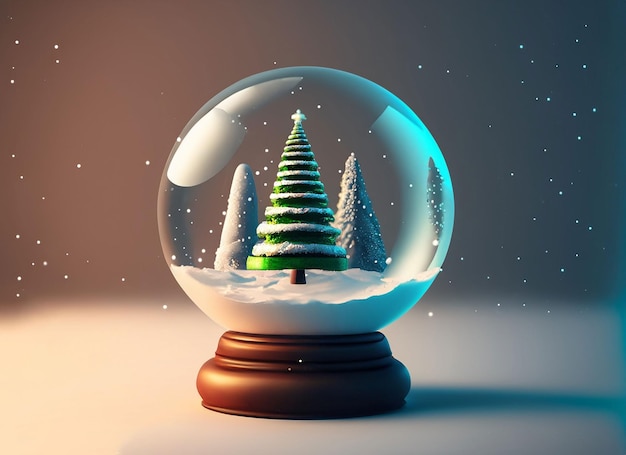 3d Christmas globe sky