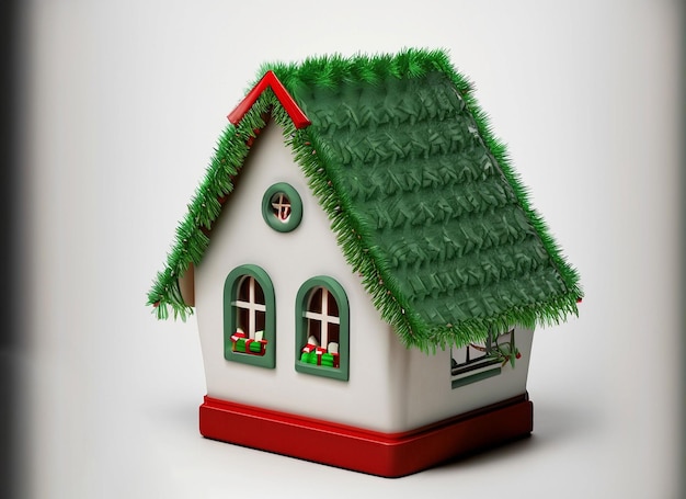 3d Christmas house on white background