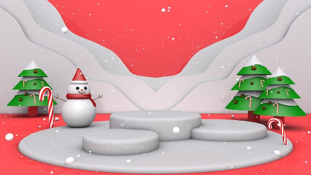 3D Christmas and New Year for Background and Podium