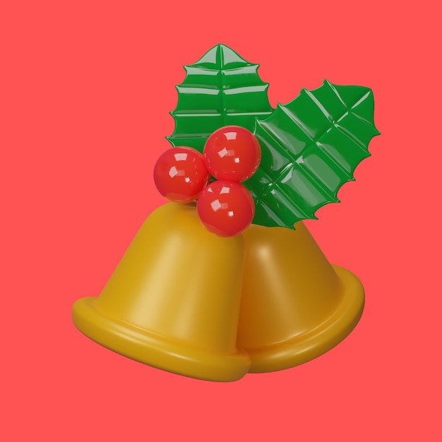Photo 3d christmas new year ornament decor objects icon isolate background. 3d render illustration.