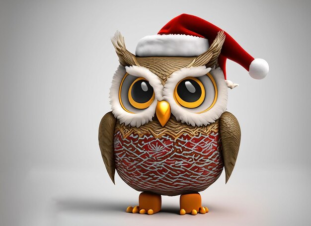 3d Christmas owl red