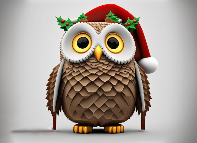 3d Christmas owl red