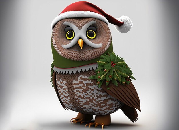 3d Christmas owl red