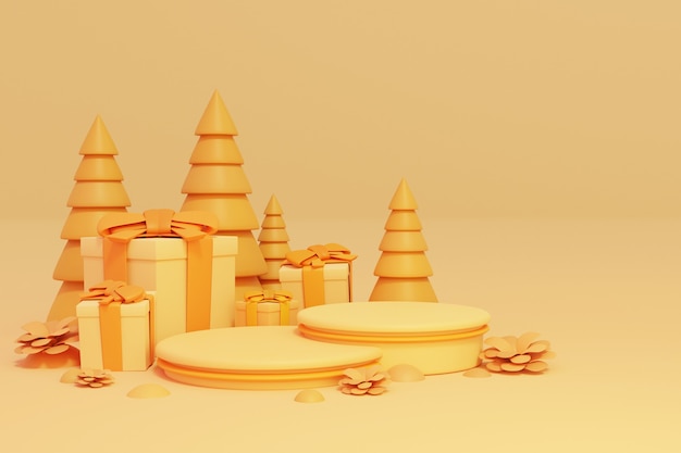 3Dクリスマス表彰台またはクリスマスセールの背景