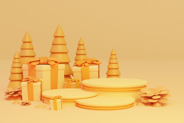 3Dクリスマス表彰台またはクリスマスセールの背景