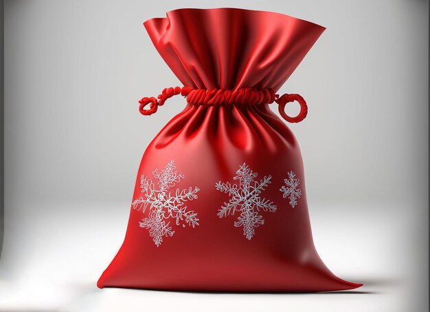 白い背景の上の 3 d のクリスマス赤 Santa39s 袋