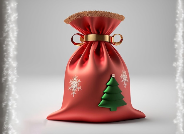 3d Christmas sack on white background