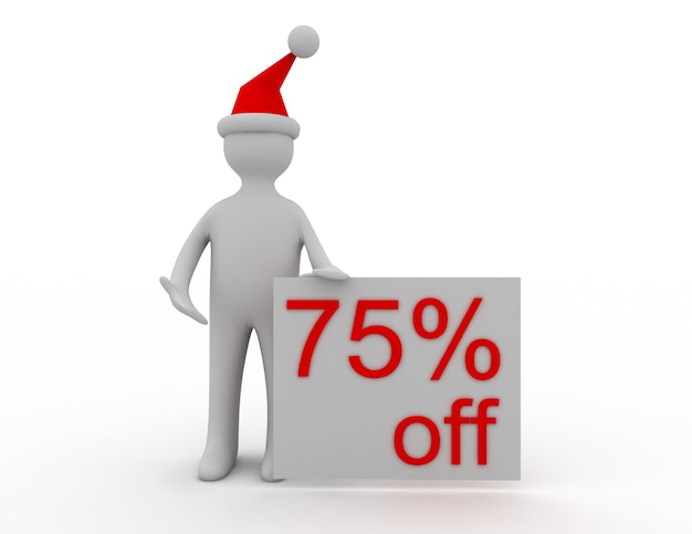 3d 크리스마스 판매 개념 75% 할인