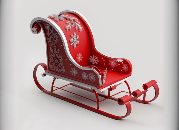 3d Christmas sleigh on white background