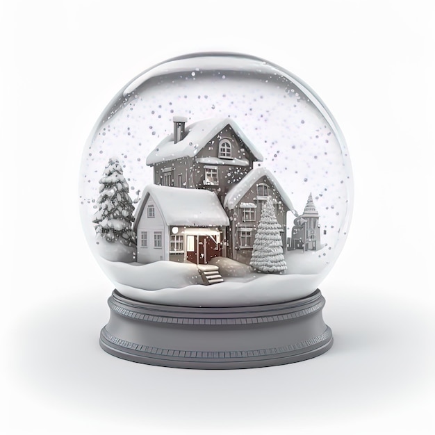 3d christmas snow globe on isolated white background. Holiday, celebrate, december, merry christmas