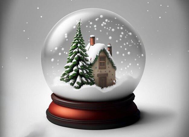 3d Christmas snow globe on white background