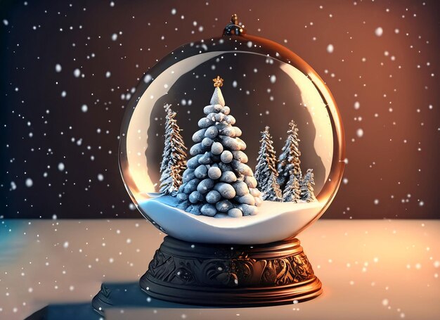 Photo 3d christmas snow globe