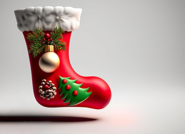 3d Christmas stocking on white background