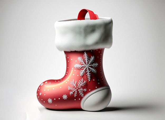 3d Christmas stocking on white background